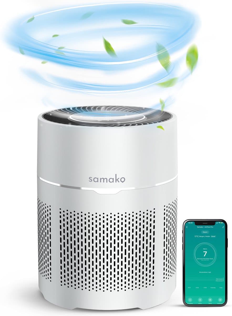 Samako Airflow - Luchtreiniger - Hepa 13 pro filter - Hooikoorts, huisdier allergieën, huisstofmijt - Luchtkwaliteitsindicator - Air purifier- Nederlandse app - Slaapstand — afbeelding 1