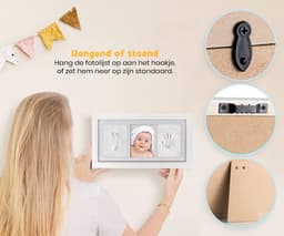 Frummel Fotolijst Baby (33 x 18 cm) - Klei Afdruk (Gipsafdruk baby) - Beter dan gips afdruk - Hand Voet Afdruk - Kraamcadeau Meisje / Kraamcadeau Jongen — thumbnail 5