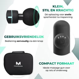 Massagerr® Mini Massage Gun PRO - Relax en Ontspanning Massage Apparaat – Massagegun Zwart – Massageapparaten – Ontspannen - Professioneel Massageapparaat - Massage Pistool — thumbnail 2