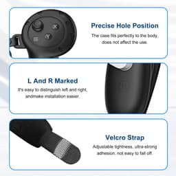 Siliconen controllerhoezen + houder voor Meta Quest 3S / Quest 3 – Zachte antislip beschermgreep met verstelbare bandjes – VR-accessoires (zwart/grijs) — thumbnail 5