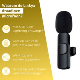 Linkyx Draadloze Microfoon - Lavalier Microfoon - Dasspeld Microfoon - Lightning en USB C - Plug & Play — thumbnail 2