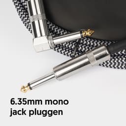 Áengus Silver Tweed Gitaarkabel Instrumentkabel - 6.35mm mono jack plug haaks/recht - 3 meter — thumbnail 3