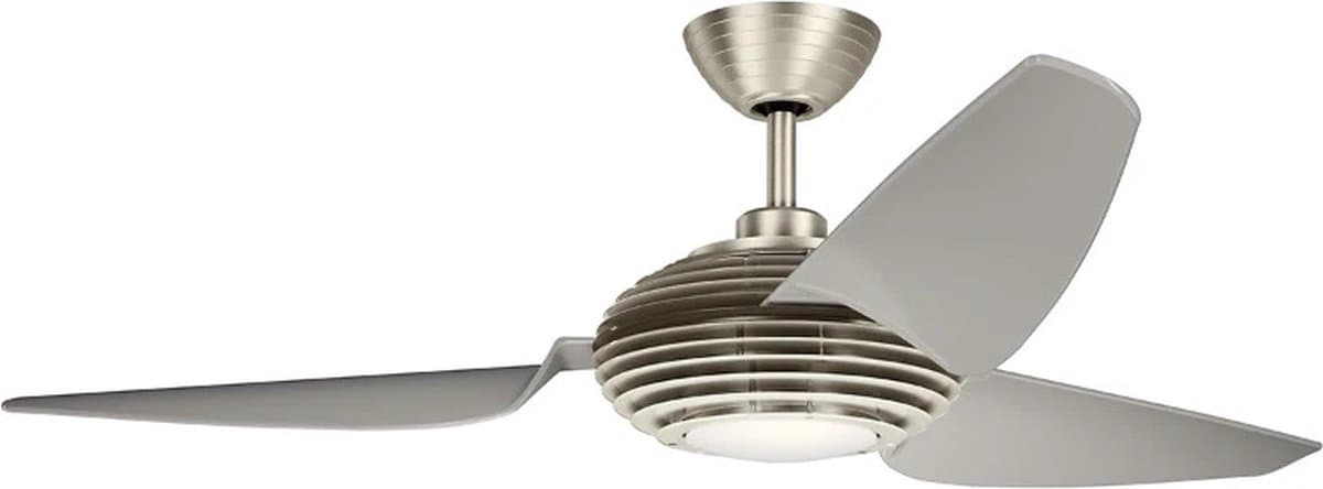 Plafondventilator met verlichting - Voya - 60in / 152cm ventilator - geborsteld roestvrij staal — afbeelding 1