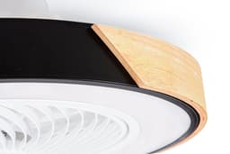 Slimme Plafondventilator - Zwart + Hout - Ø 52 cm - Stille Motor - Handige App - Dimfunctie - Plafond Ventilator met Verlichting - Plafondlamp met Ventilator — thumbnail 3