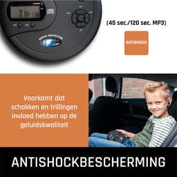 Lenco CD-300BK Discman - Draagbare Bluetooth® CD-MP3 Speler - Anti-Shock bescherming en oplaadbare Batterij - Zwart — thumbnail 5