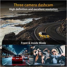 Dubbele dashcam voor in de auto, voor- en binnenkant, autobeveiligingsvideorecorder met audio, 1080P, voertuigcamera, plug-and-play, WDR, nachtzicht, automatische vergrendeling met G-sensor, 2 inch scherm（Geen geheugenkaart meegeleverd） — thumbnail 4