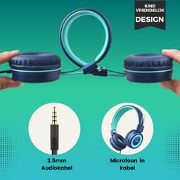 Kinder Koptelefoon met Draad – Koptelefoon Kind – HUFTERPROOF Hoofdtelefoon met Kabel en Microfoon voor School en Tablet – Geluidsdempend – Volumebegrenzer — thumbnail 3
