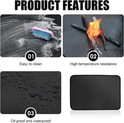 Candala Hittebestendige onderlegger 60 x 40 cm van glasvezel met siliconencoating voor keukenwerkbladen, beschermt tegen hitte tot 500 °C, antislip en waterdicht, luchtfriteuses, koffiezetapparaten, — thumbnail 2