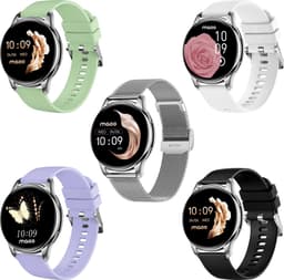 Maoo Ventura AMOLED Smartwatch Dames - RVS en 4x Siliconen Bandje - Stappenteller - Hartslagmeter - Slaapmonitor - Multisport - Geschikt voor Android en iOS - Zilver en Wit — thumbnail 2
