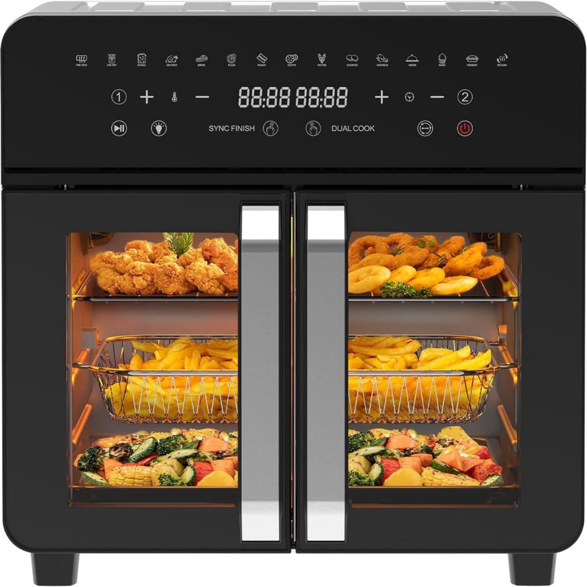 ApexArte® Dubbele Airfryer XXXL - Duo Heteluchtfriteuse - Geschikt voor Accessoires - Zwart — afbeelding 1