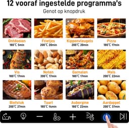 Digitale Airfryer XXL 9L Sinaopus 8005A -1800W Heteluchtfriteuse - Kleurendisplay - 12 Voorgeprogrammeerde Functies - Slimme Tijd & Temperatuurregeling - Capaciteit voor 5 Personen — thumbnail 2