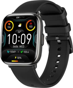 Evy24 Smartwatch - Premium Smartwatch - Sporthorloge - Smartwatch Heren en Dames - BT Bellen - Activity Tracker - Gezondheidsmonitor - Stappenteller - Siliconen en Rvs band - Zwart — thumbnail 2