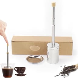 Draagbare koffie- en theefilterpers voor thuis en onderweg met roestvrijstalen filter | French Press System | Koffie- en theebereider met theezeef | Koffiezetfilter | Twee-in-één systeem voor koffie en thee — thumbnail 1