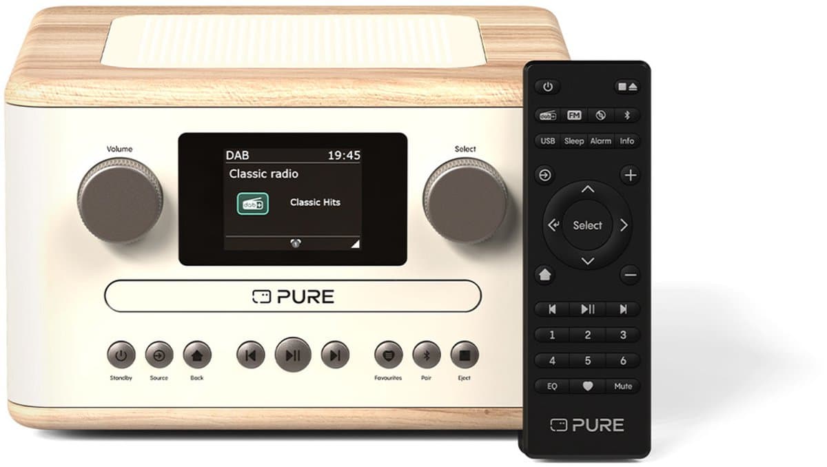 Pure Classic C-D4 - De leuke compacte digitale radio met cd-speler, Katoenwit/Eiken — afbeelding 1
