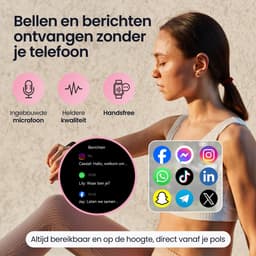 Siltcon® Auréa Smartwatch Dames - Horloge Dames - Stappenteller Horloge Dames - Sporthorloge Dames - Hartslagmeter - Slaapmonitor - Saturatiemeter - Geschikt voor iOS/Android - AMOLED - RVS - Elke pols - Incl. 5 Bandjes — thumbnail 3