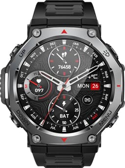 Knobbout 1.43”Scherm AMOLED Smartwatch – 466×466 HD Scherm – 5ATM Waterdicht (tot 50m) – LED Zaklamp + UV-Licht + SOS Noodflits – Bluetooth Bellen – 525mAh Lange Batterijduur – Outdoor & Sporthorloge voor Android/iOS-Zwart — thumbnail 3