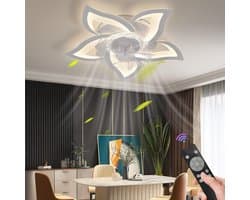 Chandelix - Plafond Ventilator Lamp - 55 CM - Smart Lamp - 6 Standen - Dimbaar - Wit - Kroonluchter Ventilator - Chandelier Fan - Woonkamer Lamp - Ventilator Lampen - Eetkamer lamp - Slaapkamer lamp