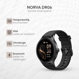 Norva DR06 – Smartwatch Heren en Dames – Horloge met Hartslagmeter en Slaapmonitor – 100+ Sportmodi – AMOLED – Zwart — thumbnail 2