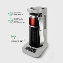 Karaca Çaysever Robotea Pro 4 in 1 sprekende automatische glazen theemaker en filter koffiezetapparaat 2500W theemaker, Starlight, theemaker, Engels versie — thumbnail 3