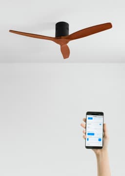 CREATE - Plafondventilator 40W silent 100% hout (Ø132cm) (ruimtes 10m²-25m²) - Zwart / Donker hout - Geen licht - WIFI + Afstandsbediening - WIND CALM NATURAL WOOD — thumbnail 1