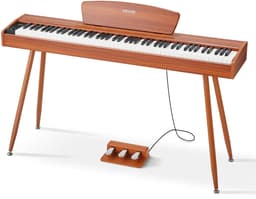 VEVOR Digitale Piano, 88 Toetsen Volledig Gewogen, Aanslaggevoelig Elektrisch Pianotoetsenbord met Muziekstandaard, Drievoudig Pedaal, Voeding, 280 Toetsen, Ondersteunt Draadloze Verbinding, voor Beginners, Houtkleur — thumbnail 1