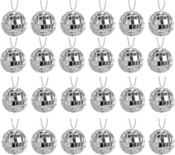 Discobal ø 2cm - 24 Stuks - Discobol - Spiegelbol - Met Touwtje - Klein Kerstballen - Disco Bal Bol - Kinderkamer - Feestje Discolamp Decoratie - Space Planeet Festival - Geschikt Voor Dj, Club, Kerstmis, Valentijnsdag En Andere Gelegenheden - Zilver — thumbnail 1