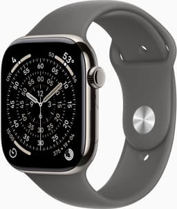APPLE Watch Series 11 GPS + Cellular - 42mm Titanium Case - Stone Grey Sport Band M/L Smartwatch Natural — thumbnail 1