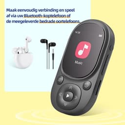 Gloovon® - MP3 Speler - Bluetooth 5.3 - Incl. Oordopjes en 64GB Opslagruimte - Ondersteuning tot 128 GB - USB - FM Radio - Wit — thumbnail 4