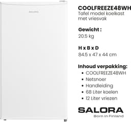 Salora 47CFT80WH tafelmodel koelvries combinatie — thumbnail 4