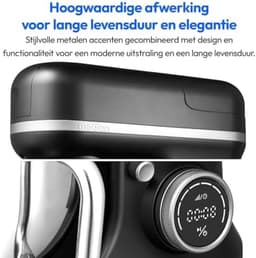 3-in-1 Universele Keukenmachine - Digitaal Touchscreen - 1200 Watt - 8 Snelheden - Mengen, Kneden, Roeren, Hakken - Inclusief IJskom, Hakmolen en Staafmixer - Zwart — thumbnail 3
