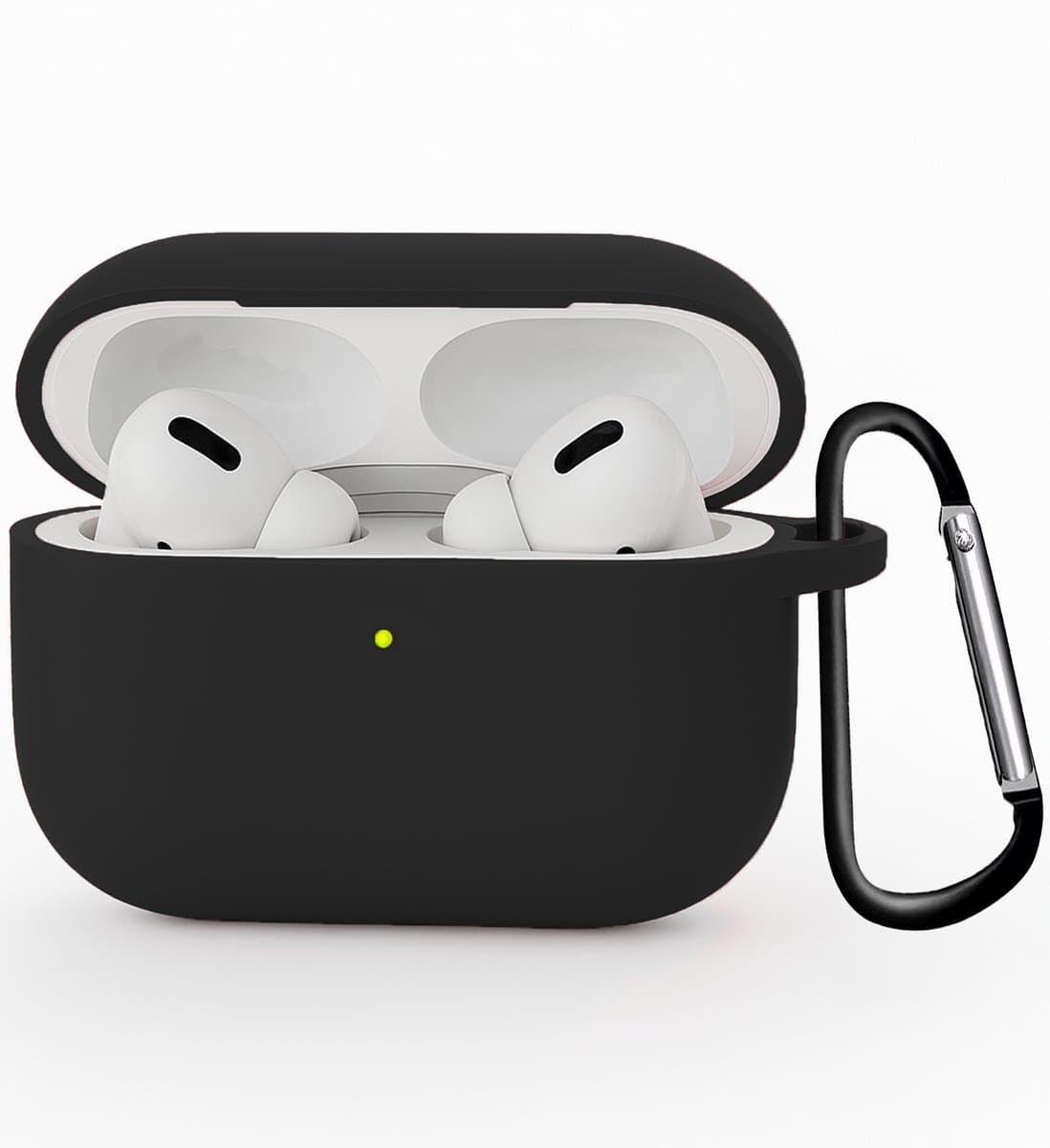 Hoesje Geschikt voor Apple Airpods Pro 3 - Siliconen Hoes met Clip - Silicone Case Cover - Zwart — afbeelding 1