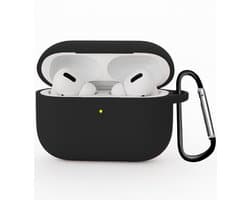 Hoesje Geschikt voor Apple Airpods Pro 3 - Siliconen Hoes met Clip - Silicone Case Cover - Zwart