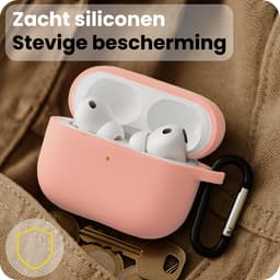 Hoesje Geschikt voor Apple Airpods Pro 3 - Siliconen Hoes met Clip - Silicone Case Cover - Lichtroze — thumbnail 4