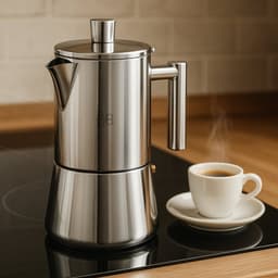 Adore Maison Barista – RVS Moka Pot – 6 Kops Espressomaker – Inductie Geschikt – Italiaanse Percolator – Zilver — thumbnail 5