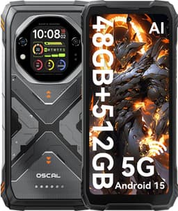 OSCAL TANK 1 - Robuuste Smartphone - 5G - 48GB RAM - 512GB ROM - 20000mAh - 6.78 inch FHD+ 120Hz - MTK Dimensity 7050 - 64MP+50MP+20MP Nachtzicht - Android 15 - AI Robuuste Telefoon - NFC - IP68/IP69K/GPS - Oranje — thumbnail 1