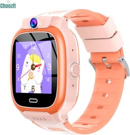 Kinder Smartwatch met GPS & Telefoonfunctie – Veiligheidshorloge voor Kinderen met Camera, SOS-Knop & Locatietracking – Ouderlijk Toezicht – Roze/Oranje — thumbnail 1