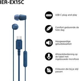 Sony IER-EX15C – In-ear USB-C oordopjes met microfoon - Blauw — thumbnail 3