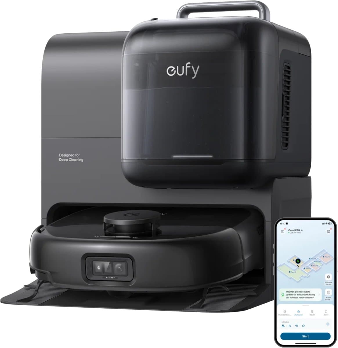 EUFY E28 Omni Robotstofzuiger met dweilfunctie Zwart — afbeelding 1