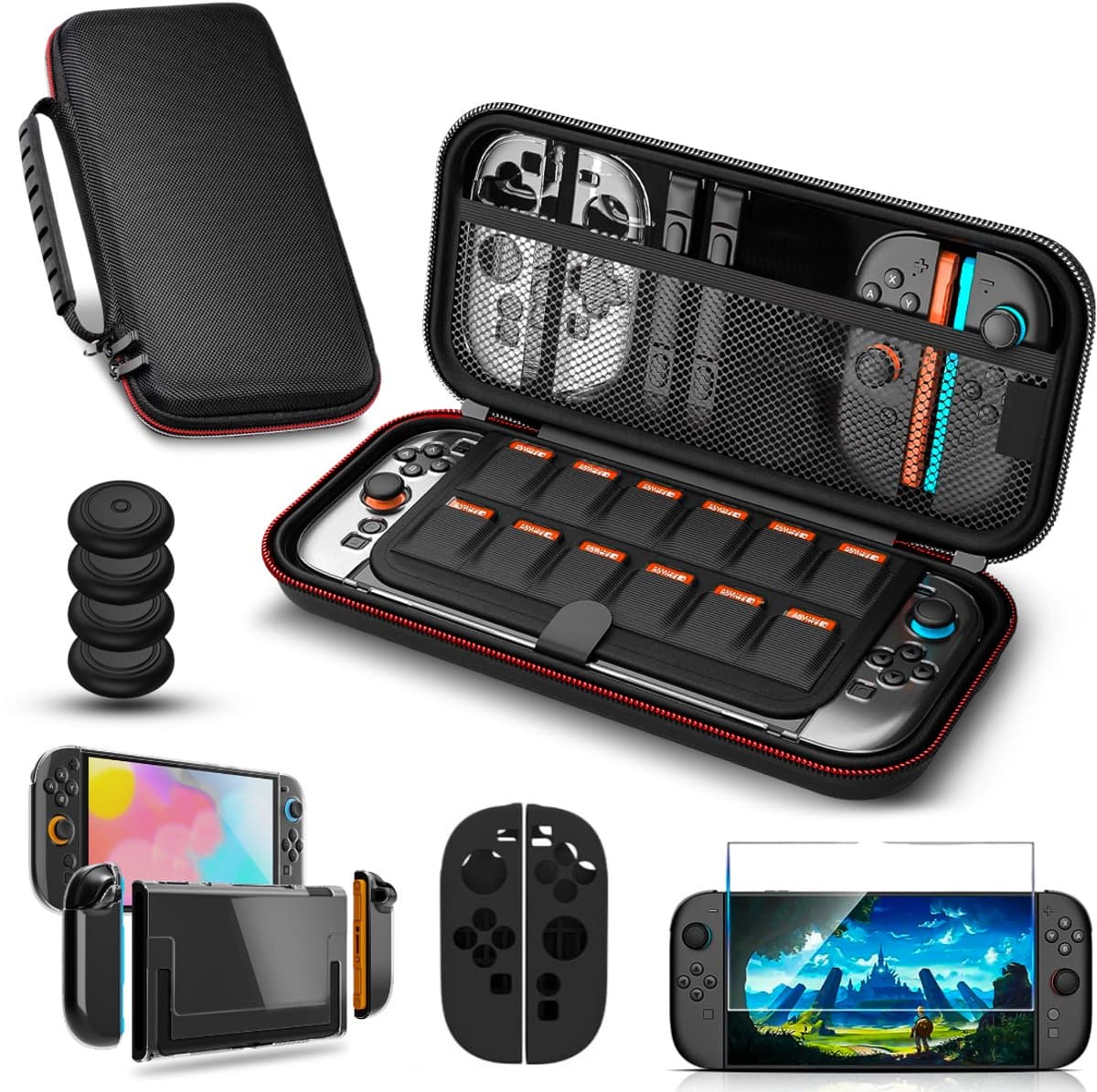 Nexsel Accessoires Set Geschikt voor Nintendo Switch 2 Console - Complete Must-Have Kit Inclusief Case, Beschermhoes, Joy Con Hoesje, Screenprotector, Thumb Grips — afbeelding 1