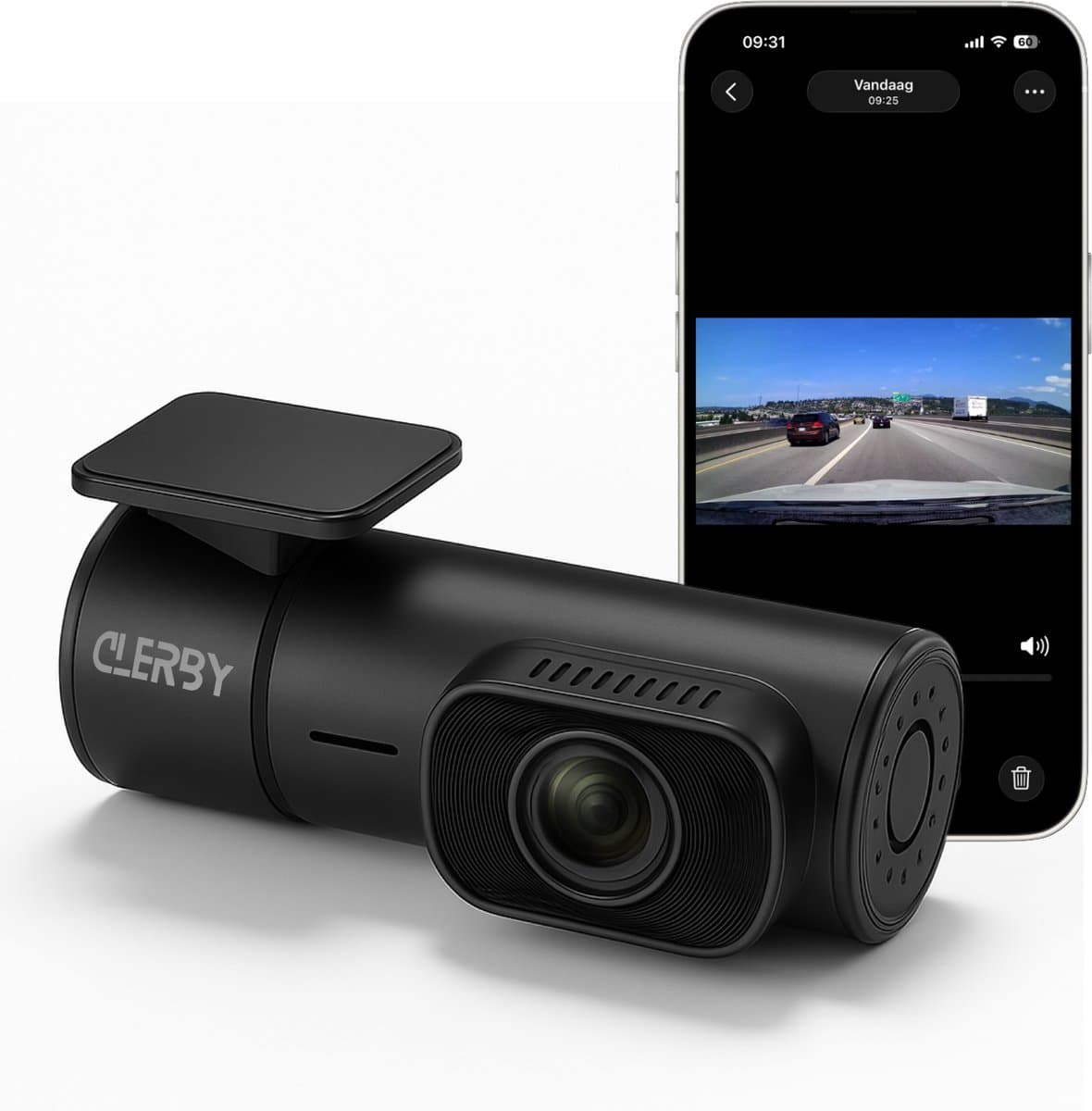 Clerby - Dashcam Mini 2K - Auto Nachtzicht - Botsingdetectie - Zwart — afbeelding 1