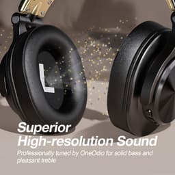 OneOdio Fusion A70 Zwart/Goud – Draadloze Over-Ear Koptelefoon – DJ & Studio – Hi-Res Audio — thumbnail 3