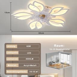 Stille LED Plafondventilator met Dimbare Verlichting en Afstandsbediening — thumbnail 1