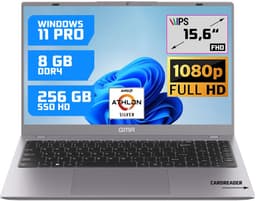 GMR 15.6" Full HD Laptop - 8GB RAM / 256GB SSD - AMD Athlon Silver - Win 11 Pro - Thuis, Office & Studie — thumbnail 1