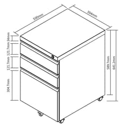 Maclean MC-850 - Ladeblok - Ladeblok Bureau - Ladesysteem - Kast voor onder Bureau - op Wieltjes - Zwart — thumbnail 2