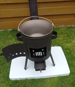 Buiten kookkachel set,GIETIJZEREN KOOKPAN Ø32!!!, Buiten keuken, Houtkachel met gietijzeren pan. Hongaarse ketel, Terras kachel. Inhoud8L — thumbnail 4