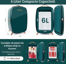 Skincare Beauty Fridge – Mini Koelkast – Minibar – 6 Liter – Slaapkamer – Stijlvol – Mint — thumbnail 2