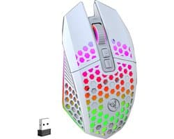 HXSJ T500 Draadloze Gaming Muis - Ultra licht - RGB Verlichting - Licht wit