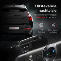 RedTiger F9 Dual Dashcam voor auto - Ultra 4K & 1080P - Voor en Achter Camera - WiFi en GPS - met App - Sony Sensor - Nachtzicht - Parkeerbewaking - G Sensor - Loop opname - Full HD achter camera - Met 32GB SD Kaart — thumbnail 2