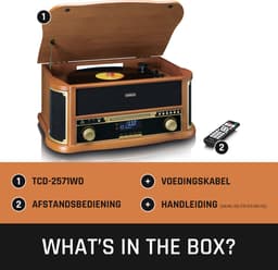 Classic Phono Retro Platenspeler - Bluetooth - Auto-stop - DAB Radio CD en Cassettespeler - TCD-2571WD - Hout — thumbnail 5