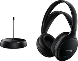 PHILIPS SHC5200/10 HiFi TV Hoofdtelefoon Draadloos Over-Ear (32-mm-Luidspreker, Draadloze FM-transmissie, Zelfinstellende Binnenhoofdband, Lichtgewicht Ontwerp, Oplaadbaar), Zwart — thumbnail 1
